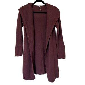 Margaret O'Leary Long Sleeve Hooded Carigan in Plum Size XS